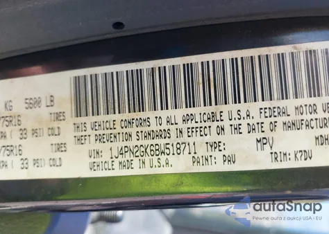 2011 Jeep Liberty Sport z USA, uszkodzony, nr VIN 1J4PN2GK6BW518711